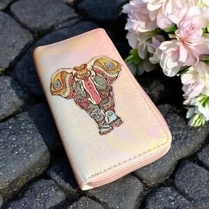 NWT Multi Color Zip Around Elephant Wallet